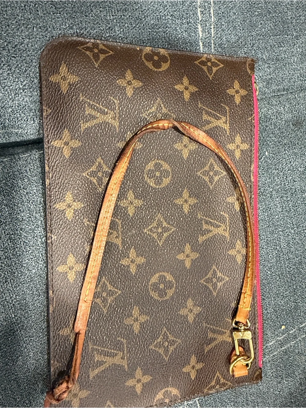 Louis Vuitton Brown Monogram Canvas Zip Wallet with Pink Trim